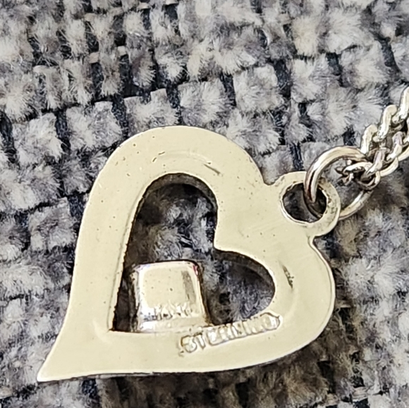 Sterling Silver Hear with Crystal Necklace - Picture 11 of 14